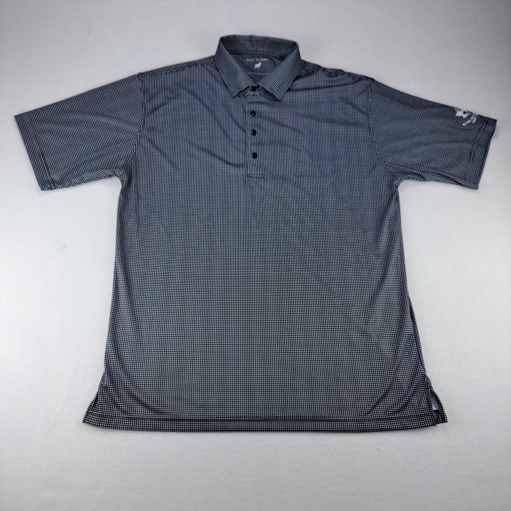 Horn Legend Performance Luxury Men's Large Black Check Short Sleeve Golf‎ Polo